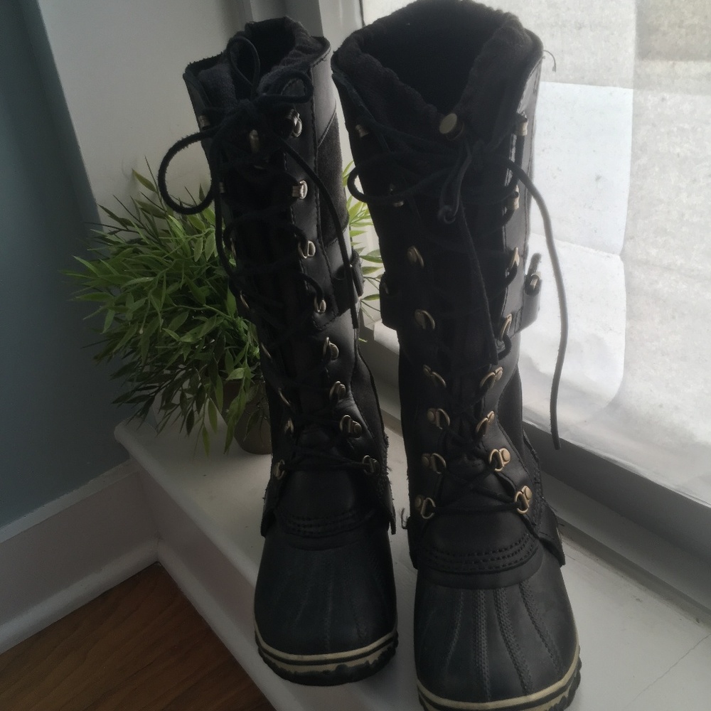 Sorel-Black Tall Waterproof Winter Boots